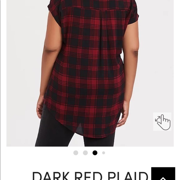 Short sleeved plaid challis dolman top - Picture 4 of 6